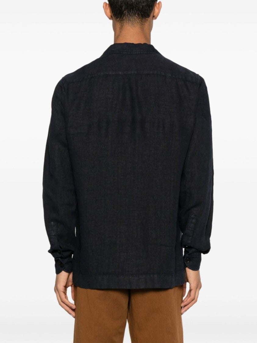 Boglioli Relaxed Fit Black Camp Collar Shirt