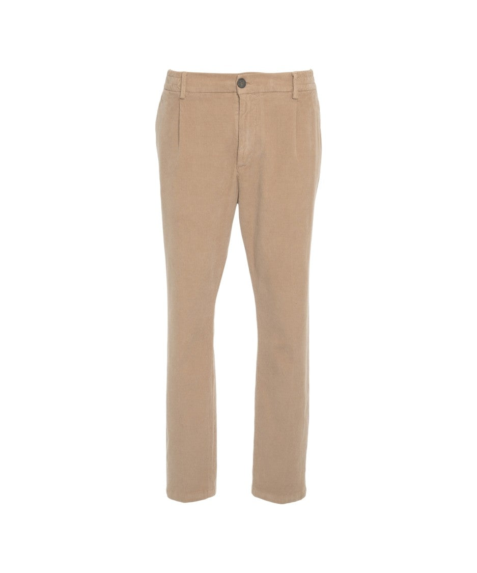 Cruna Beige Chinos With Fine Ribbed Texture