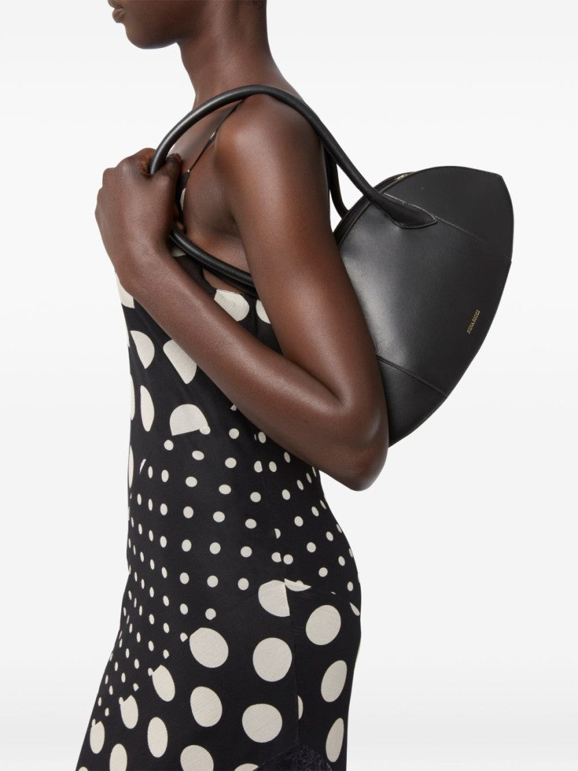 Nina Ricci Black Elongated Oval Silk Shoulder Bag