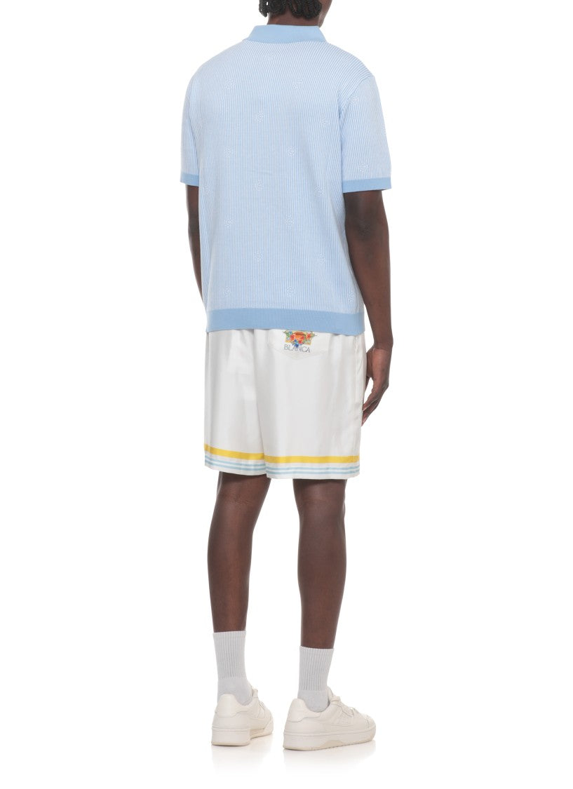 Casablanca Light Blue Pinstripe Striped Polo Shirt