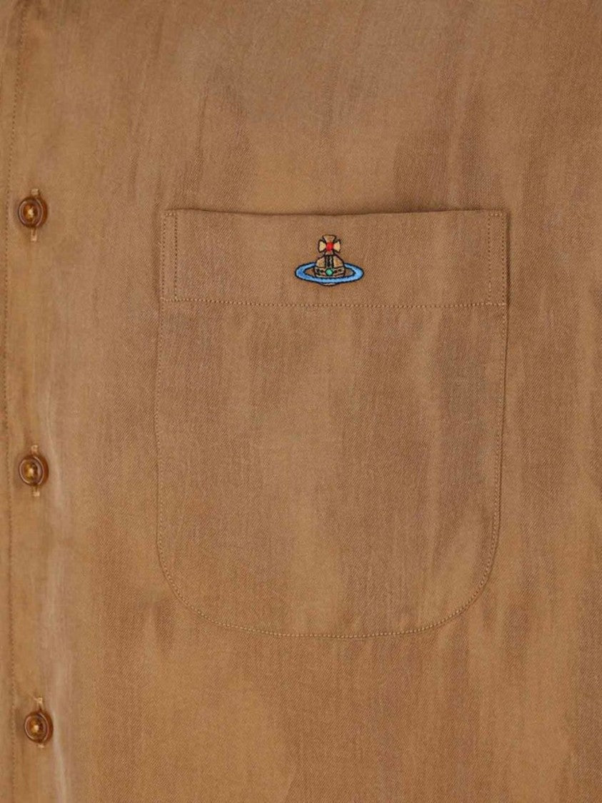 Vivienne Westwood Caramel Brown Relaxed Logo Embroidery Shirt