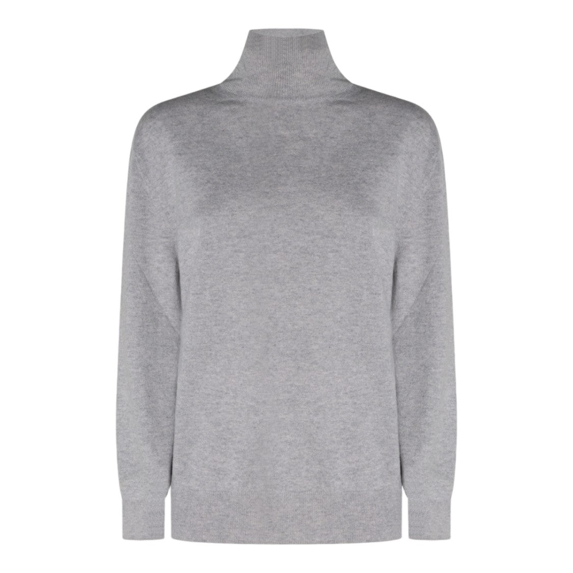 Malo Light Grey Ribbed Turtleneck Sweater