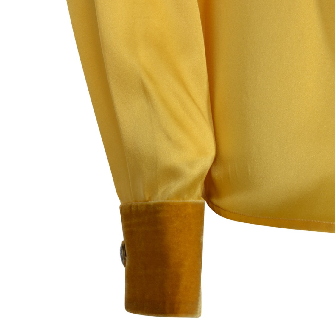 Roberto Cavalli Ochre Satin Shirt With Velvet Accents