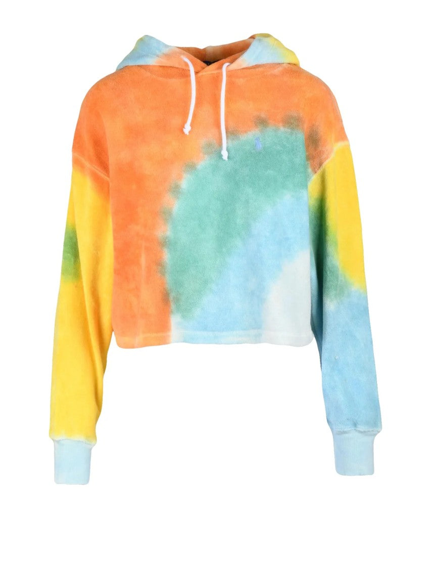 Polo Ralph Lauren Multicolor Tie-Dye Cropped Cotton-Blend Hoodie