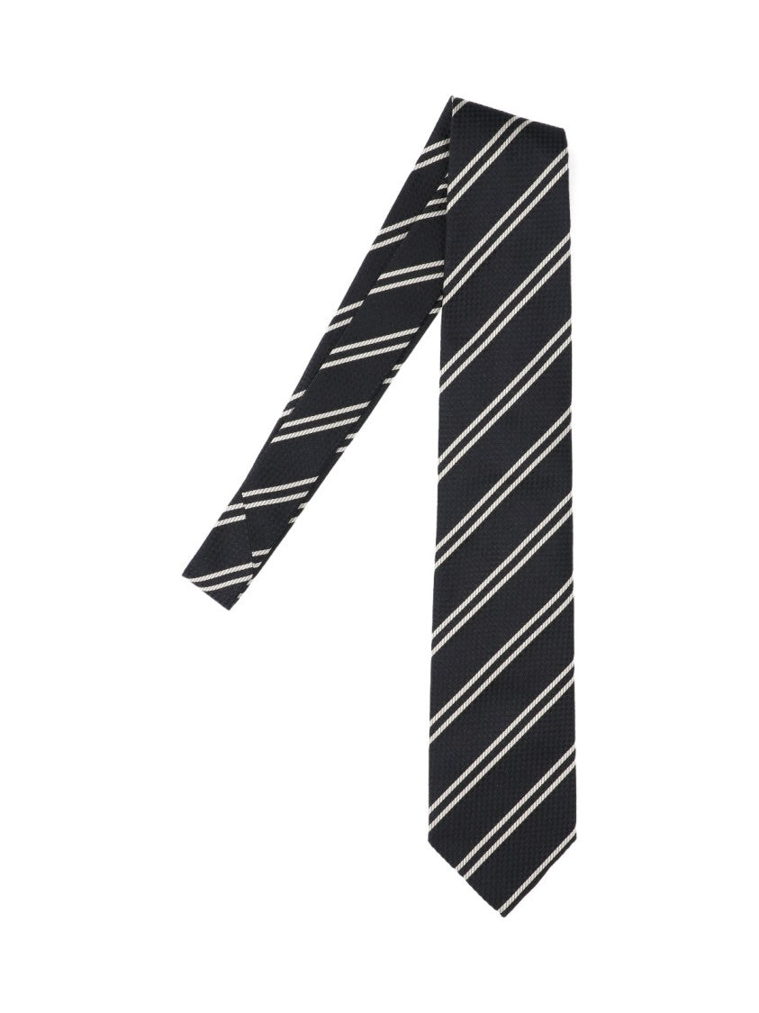 Tom Ford Striped Tie, In Blue Mulberry Silk, White Details
