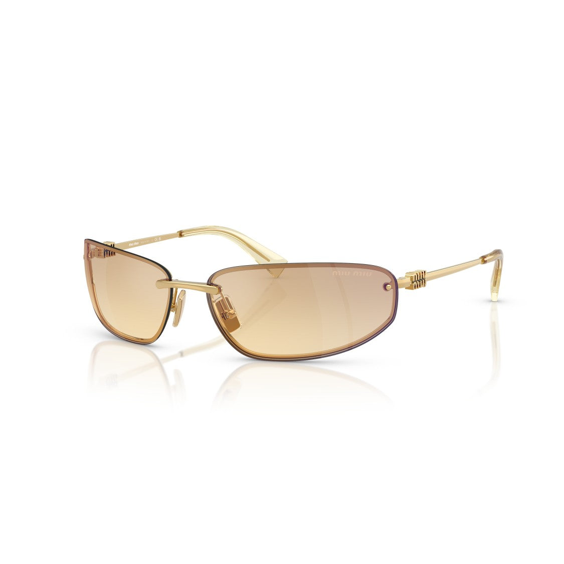 Miu Miu Rectangular Lens Sunglasses With Gold Frame