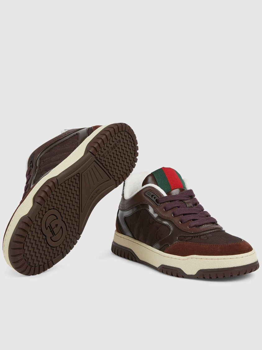 Gucci Brown Remotion Suede Glossy Leather Sneakers