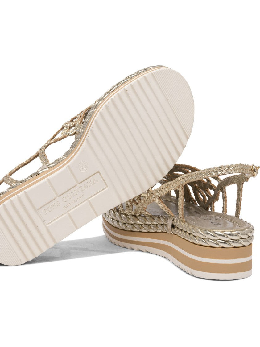 Pons Quintana Woven Leather Sandals With Platform Sole