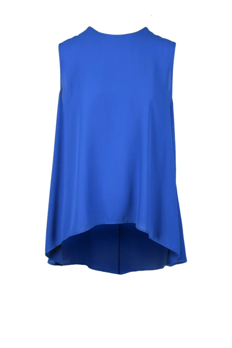 Maesta Blue High-Low Polyester Blouse