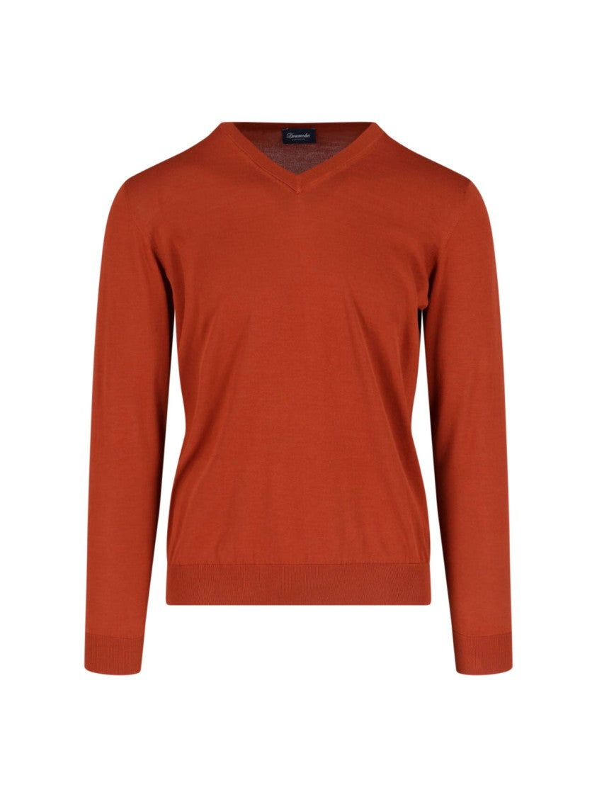 Drumohr V-Neck Sweater – Orange