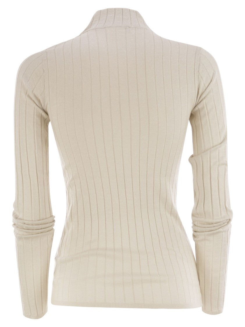 Brunello Cucinelli Lightweight Cashmere And Silk Broad Rib Sweater
