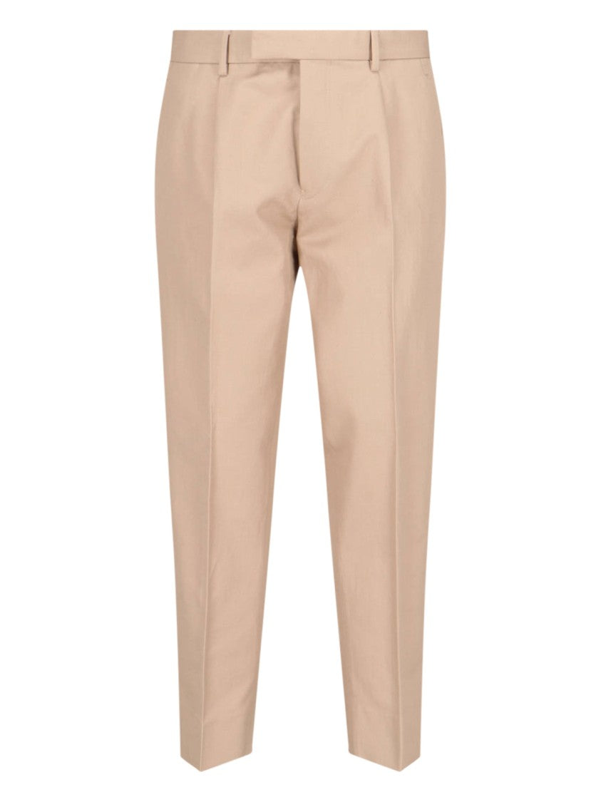 Zegna Tailored Beige Cotton Pants With Pleats