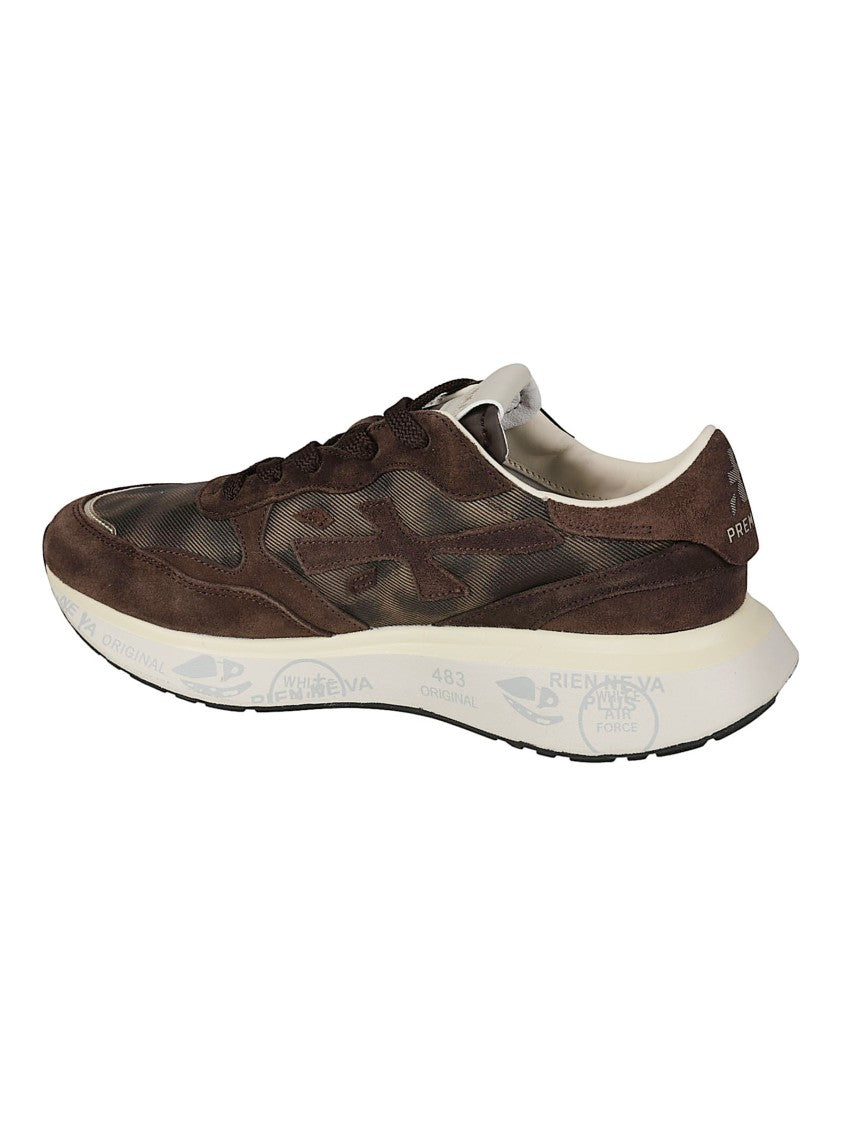 Premiata Lauryn Dark Brown Calfskin Mesh Sneakers