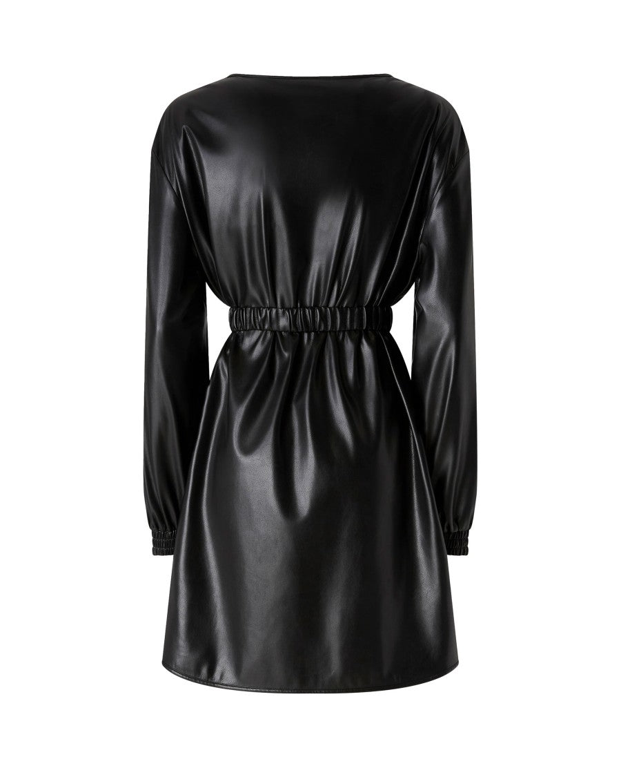 Pinko Black Leather Effect Short Dress