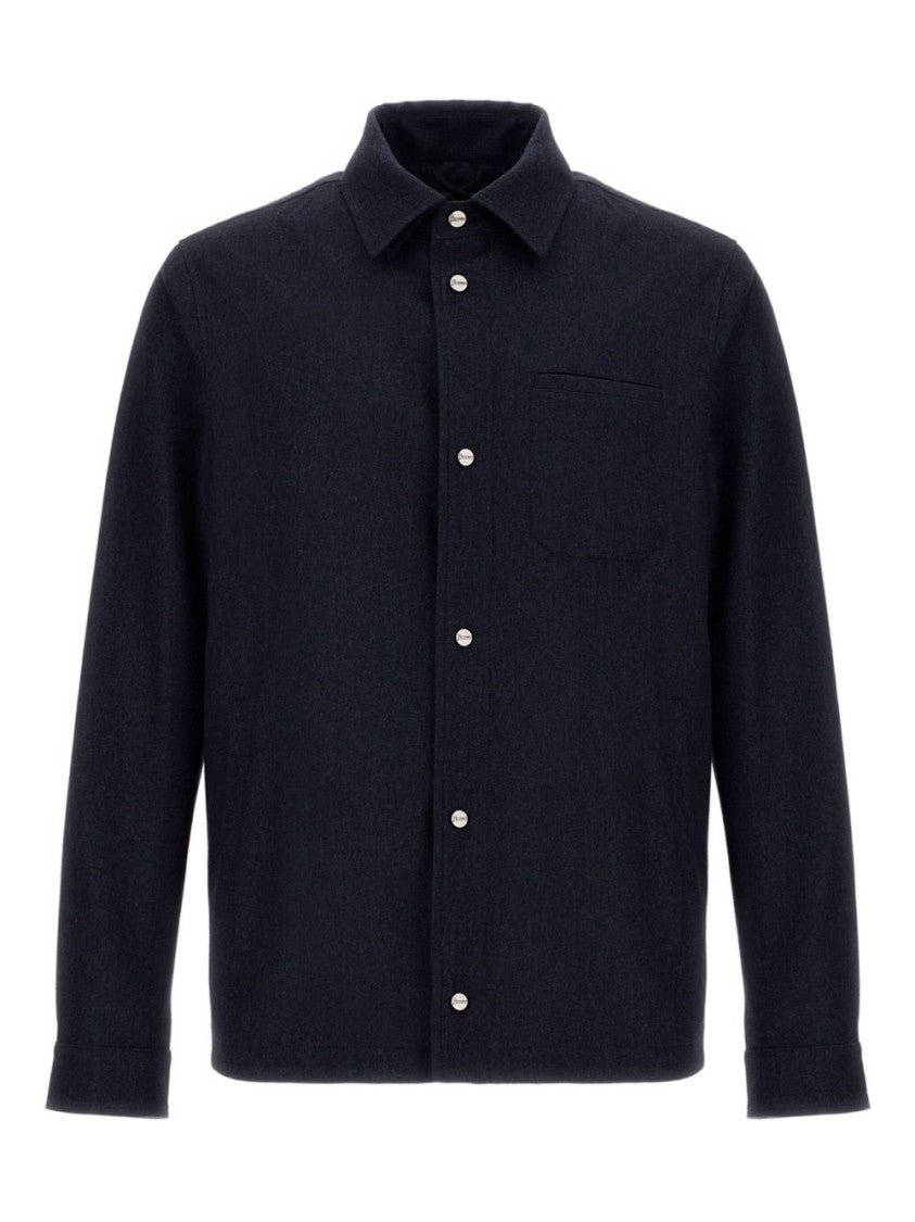Herno Navy Cashmere-Silk Shirt Jacket