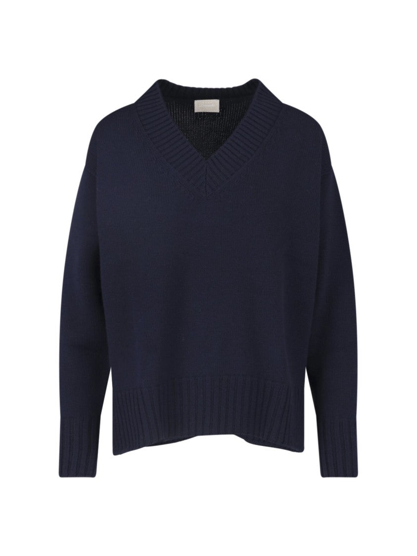 Drumohr Blue Merino Wool V-Neck Sweater