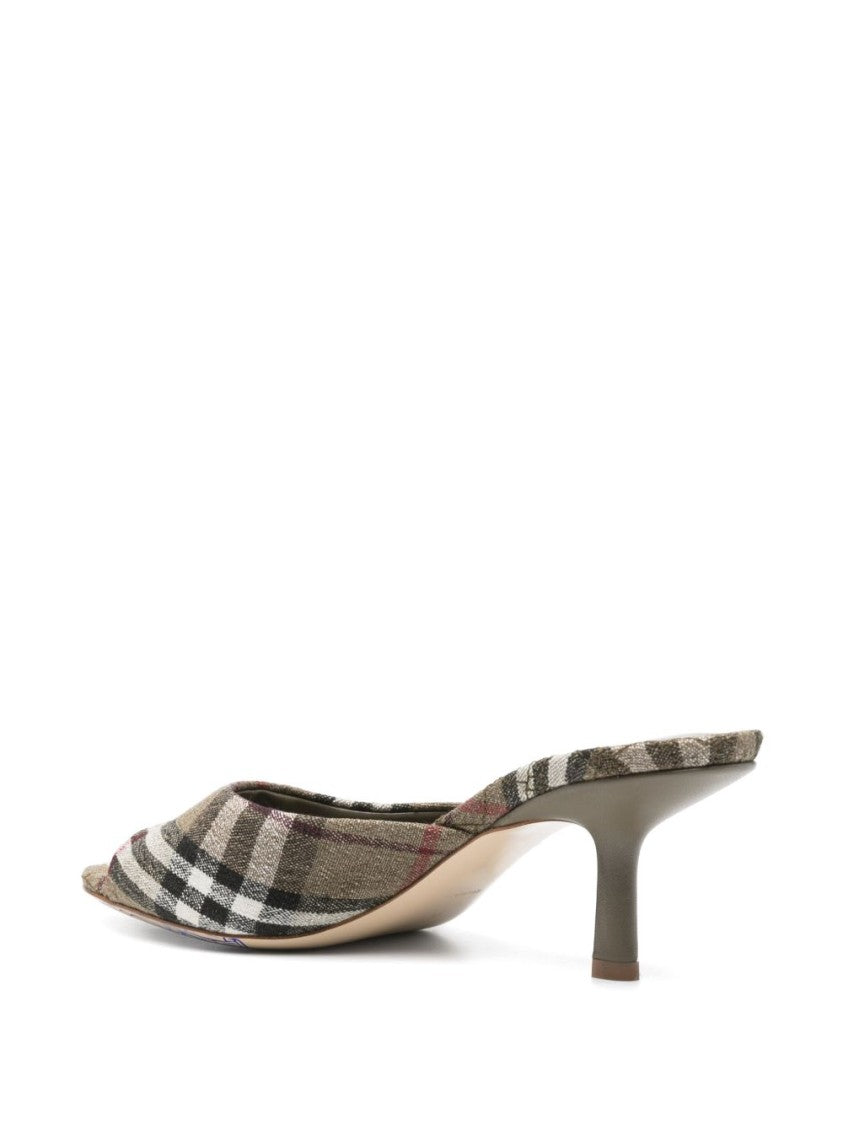 Burberry Open-Toe Plaid Sandals With Cross-Over Straps