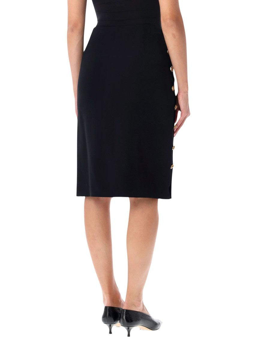 Versace Gold Button Accent Knee-Length Skirt