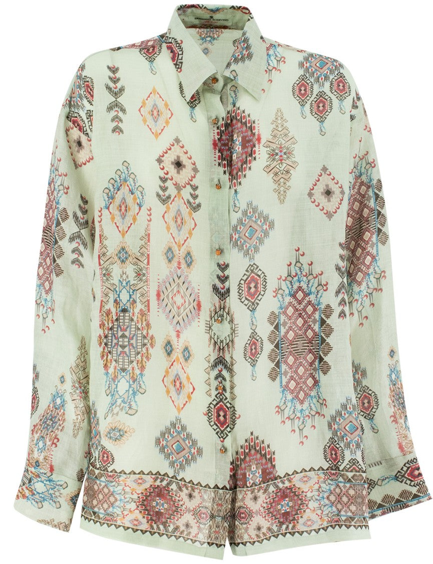 Ermanno Scervino Geometric Pattern Ramie Shirt