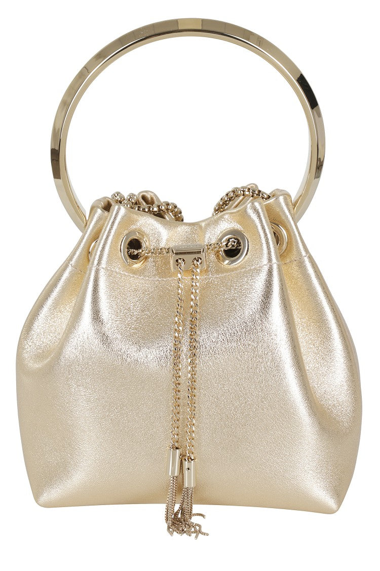 Jimmy Choo Metallic Bucket Bag With Ring Handle