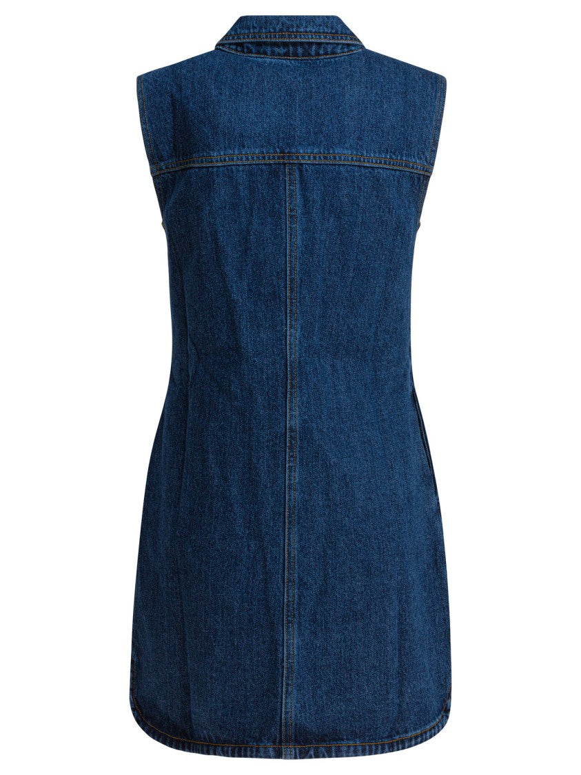 Self-Portrait Denim Mini Dress With Classic Collar