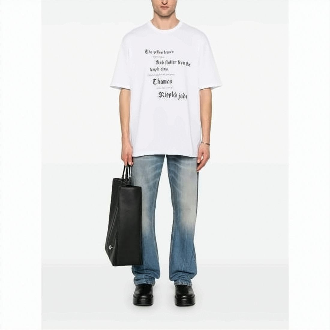 Alexander Mcqueen Graphic White T-Shirt With Gothic Print