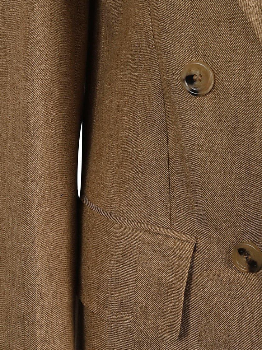 Max Mara Tailored Double-Breasted Flax Linen Jacket