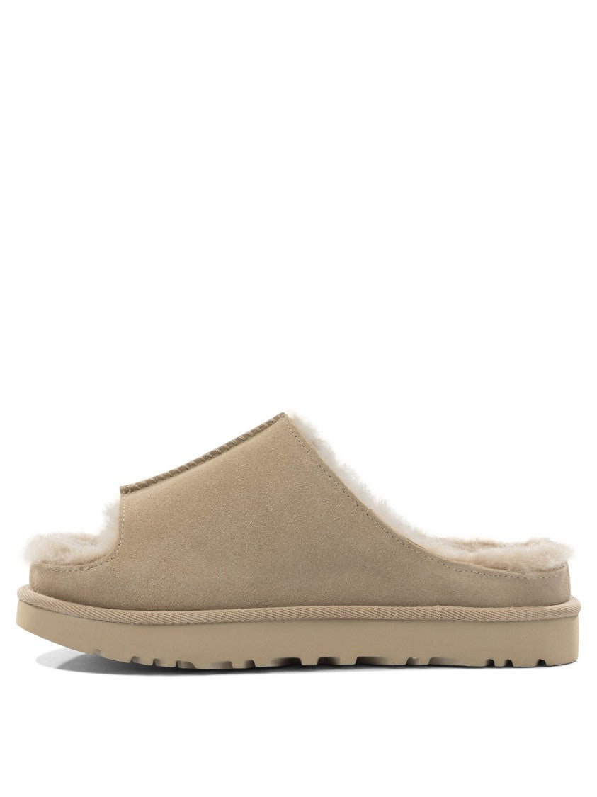 Ugg Suede Slip-On Sandals With Plush Furry Lining And Durable Sole