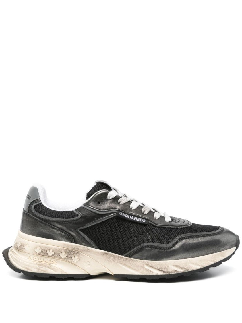 Dsquared2 Low-Top Sneakers In Cotton-Calfskin Blend