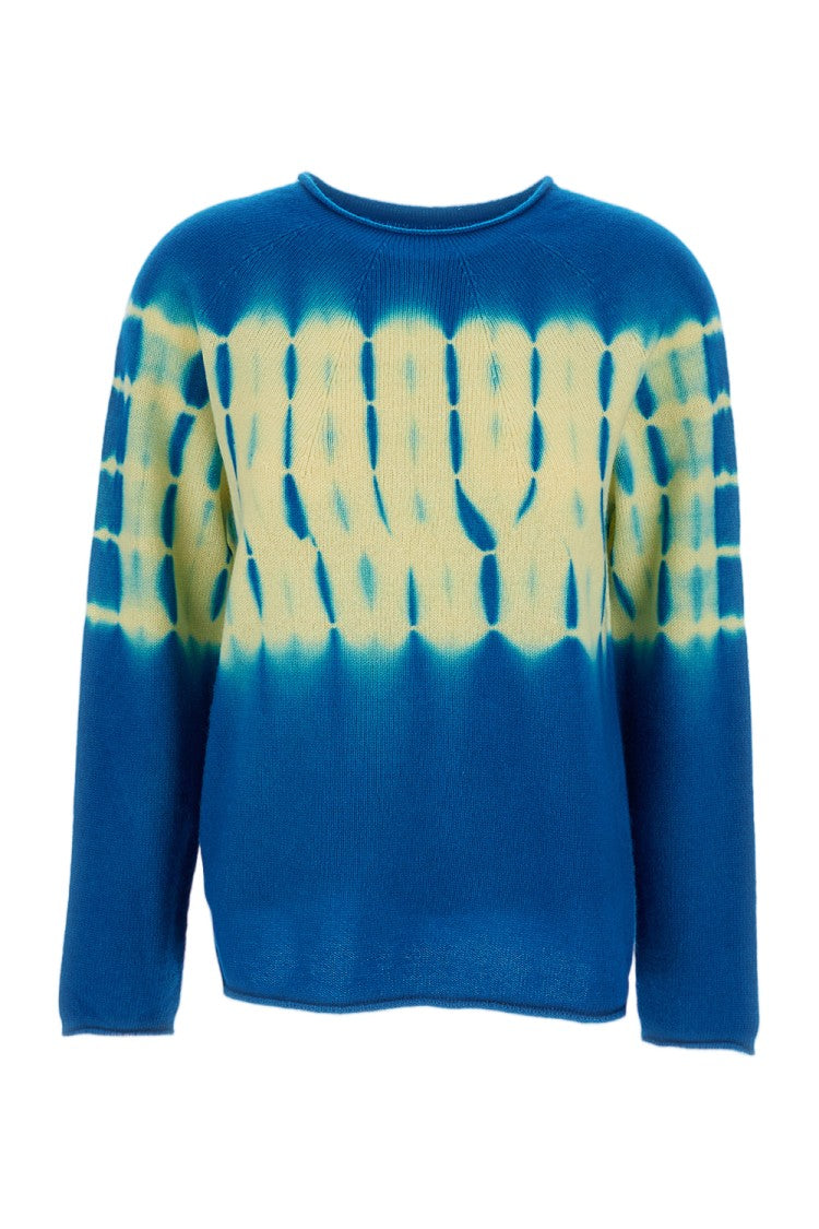 Suzusan Shibori-Effect Cashmere Crew Neck Pullover