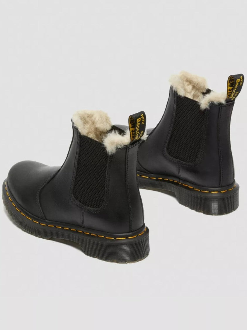 Dr. Martens 2976 Leonore Black Leather Shearling-Lined Ankle Boots