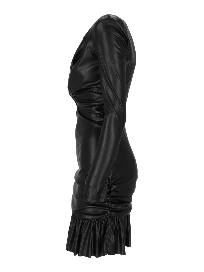 Elisabetta Franchi Faux Leather Mini Dress With Twisted Knot Detail