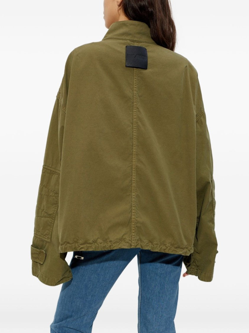 The Attico Boxy Green Jacket With High Collar