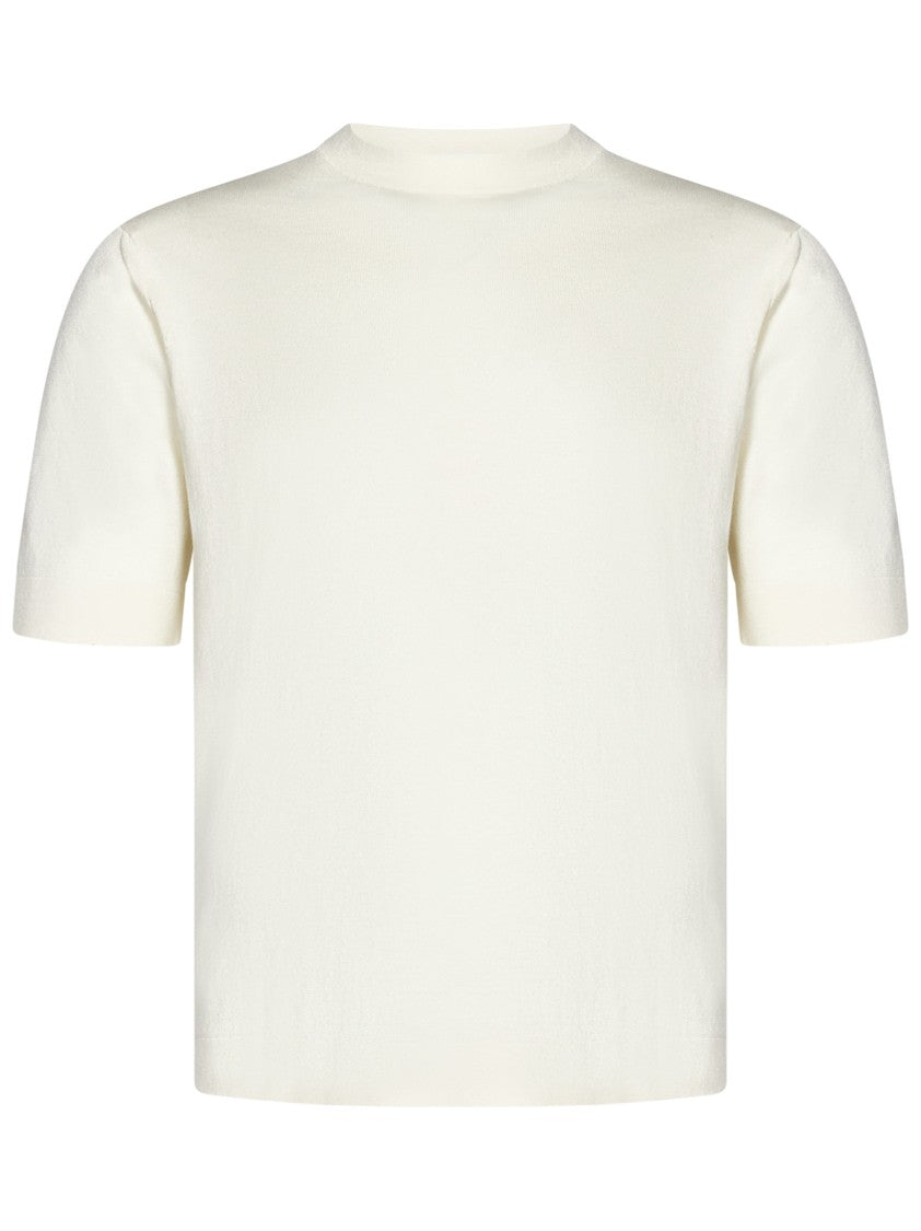Cruciani Cream Cotton/Silk Blend Crew Neck T-Shirt