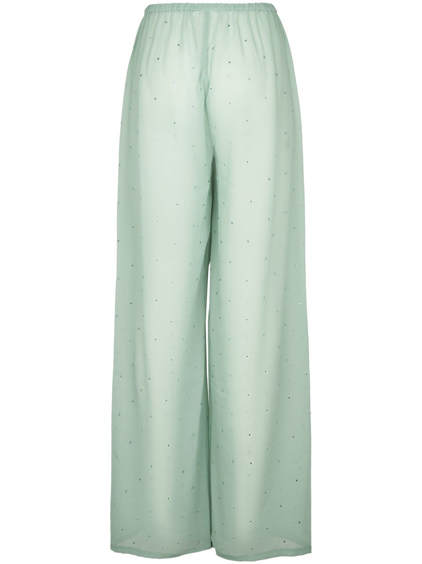 Mc2 Saint Barth Flowing Wide-Leg Trousers In Lightweight Georgette