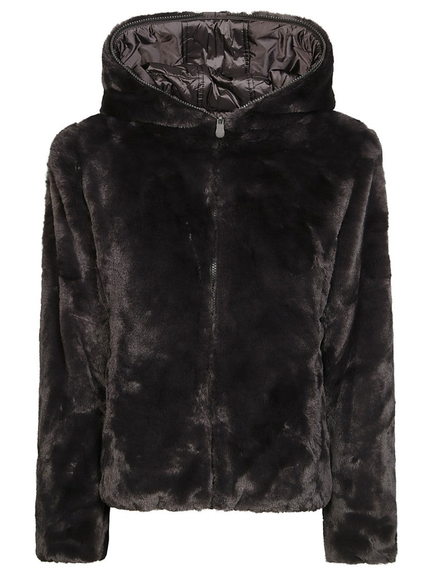 Save The Duck Reversible Black Puffer Jacket With Cozy Hood