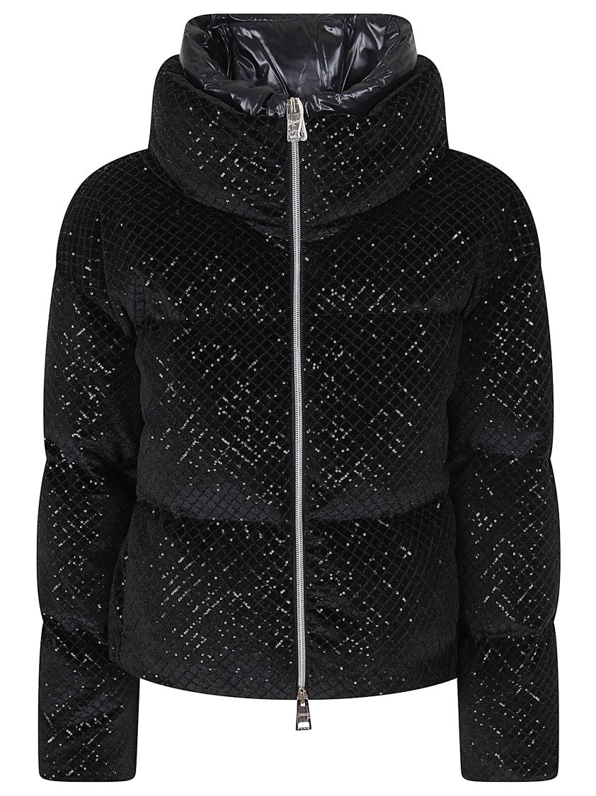 Herno Short Quilted Down Jacket With High Collar And Subtle Sparkle