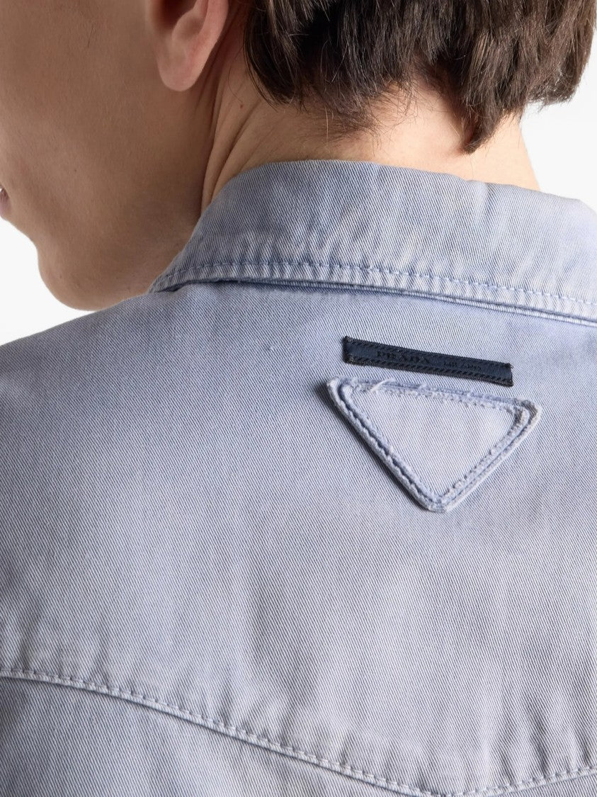 Prada Light Blue Long-Sleeve Fabric Shirt