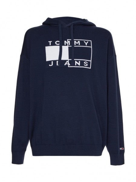 Tommy Jeans Navy Blue Graphic Hoodie With Adjustable Drawstring