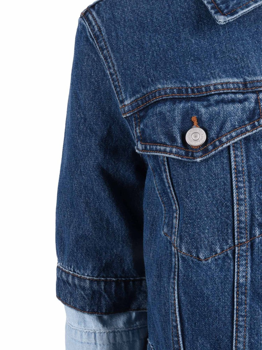 7 For All Mankind Blue Double Layer Trucker Cotton Denim Jacket
