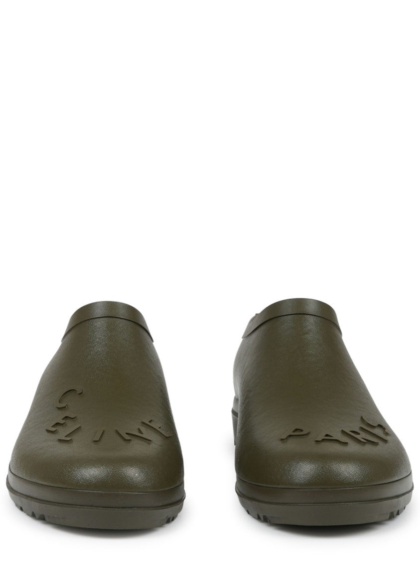 Celine Garden Olive Green Seamless Rubber Mules