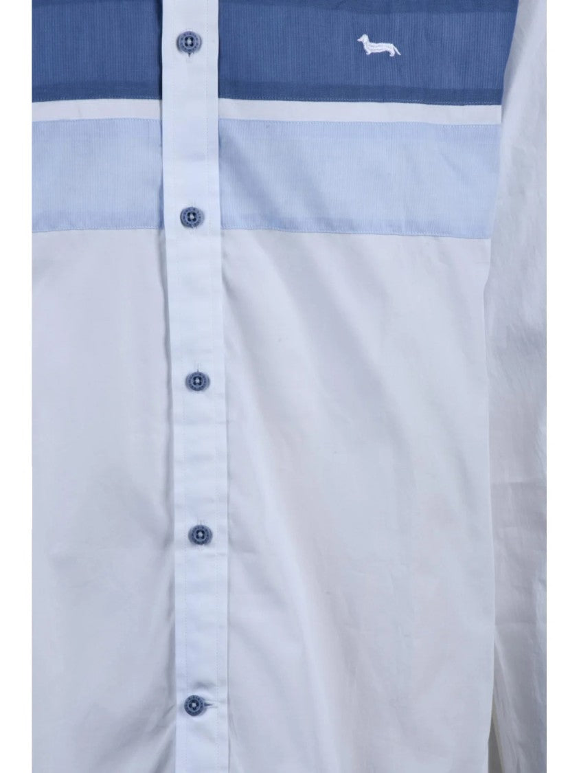 Harmont&Blaine White Light Blue Cotton Striped Shirt