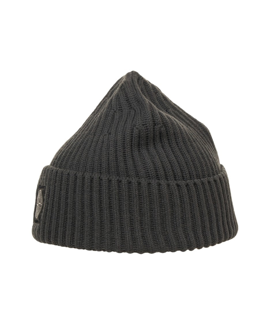 Stone Island Knitted Beanie With Ribbed Texture