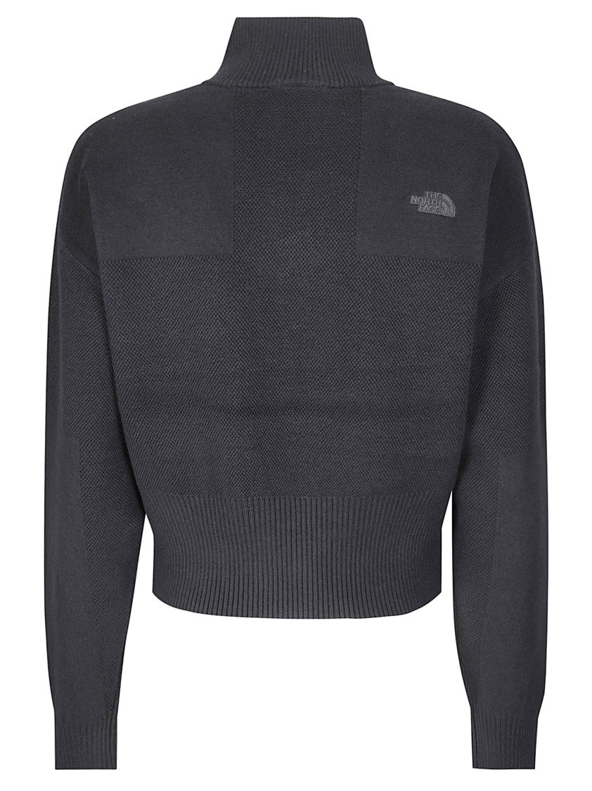 The North Face High-Collar Cropped Half-Zip Sweater With Textured Knit