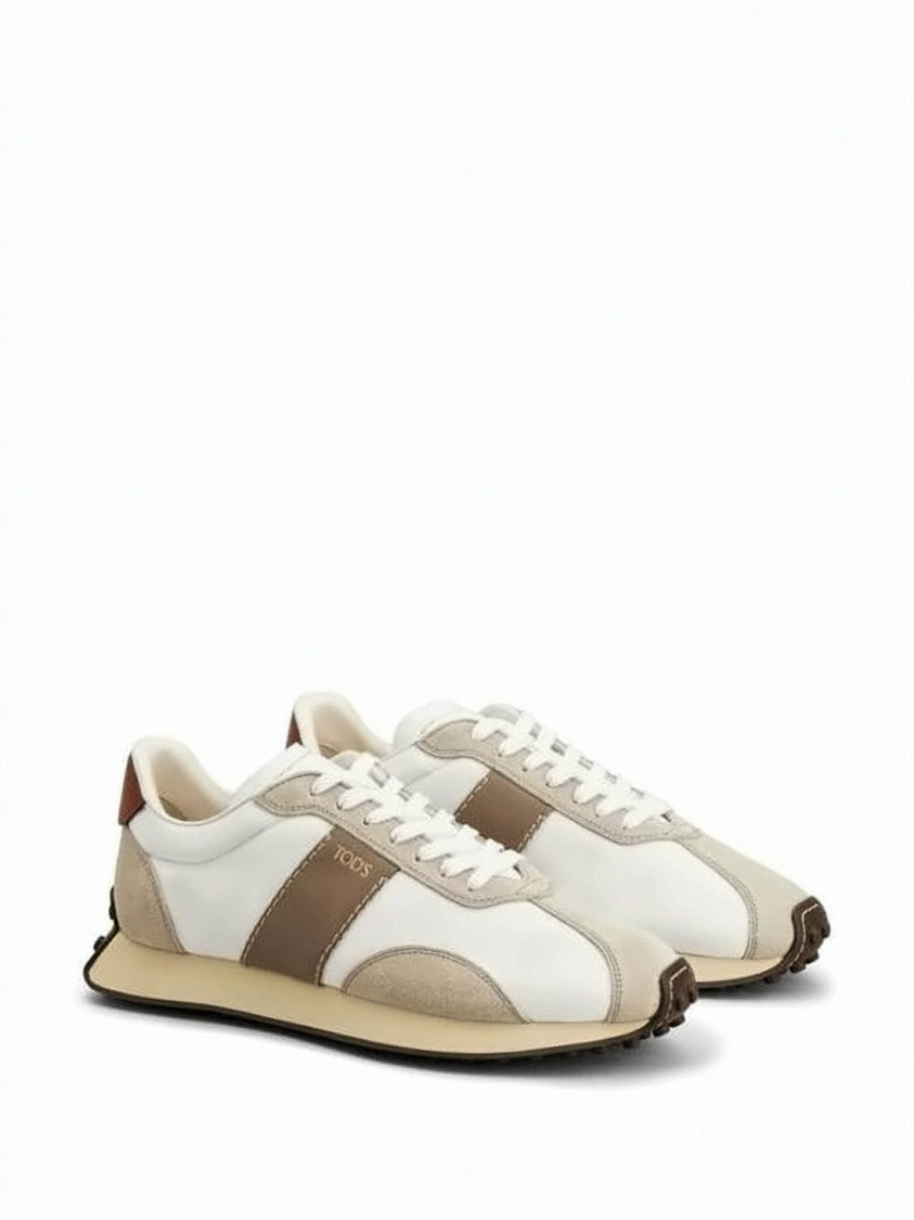 Tod's Streamlined Fabric And Suede Sneakers