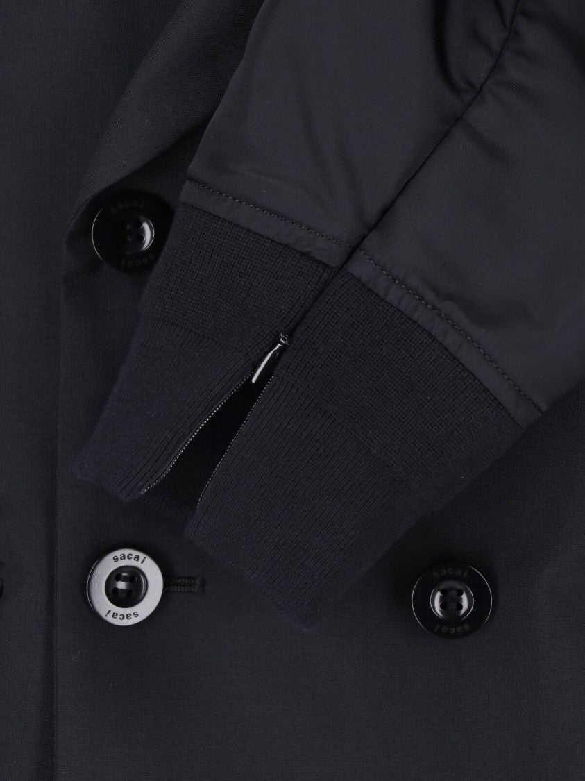 Sacai Double-Breasted Nylon Twill Blazer With Zippered Details