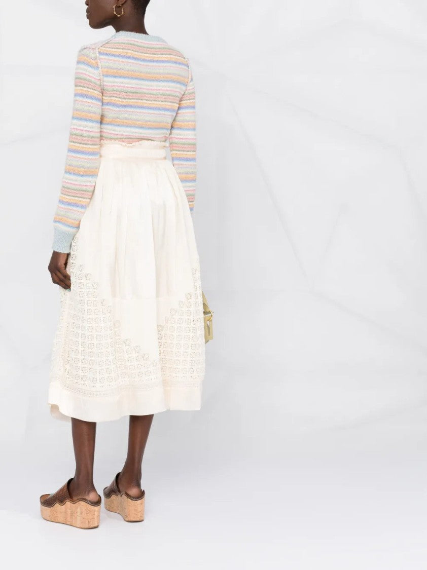 Ulla Johnson Cadena Lace-Insert Midi Skirt