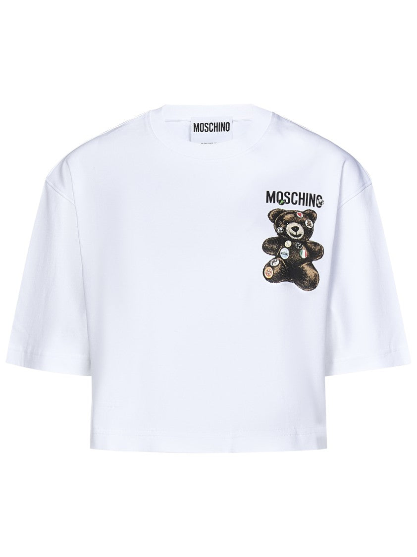 Moschino Cropped T-Shirt With Playful Teddy Bear Design