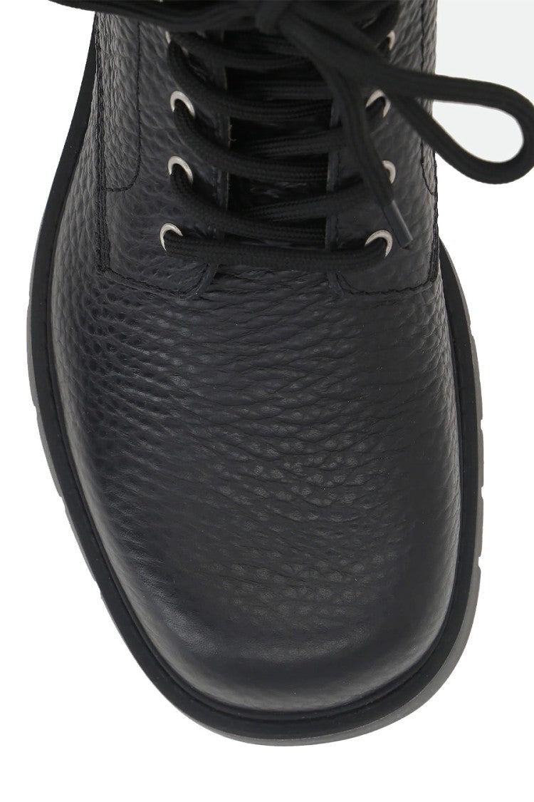 Bottega Veneta Black Quilted Collar Lug Sole Leather Boots