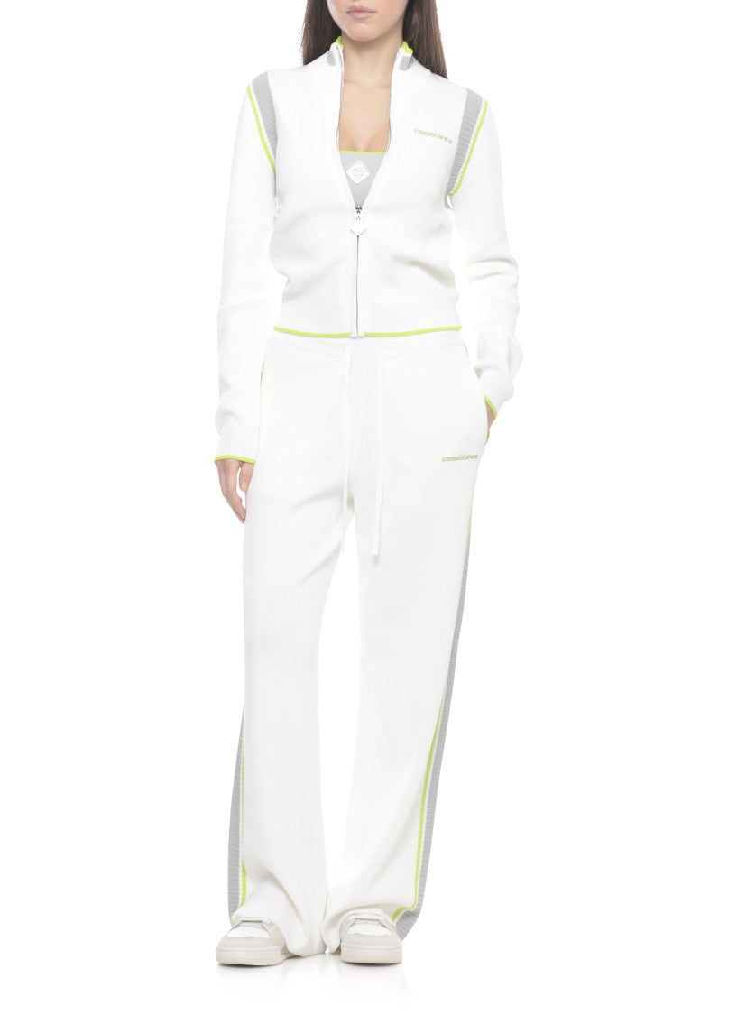 Casablanca White Embroidered Logo Flared Pants